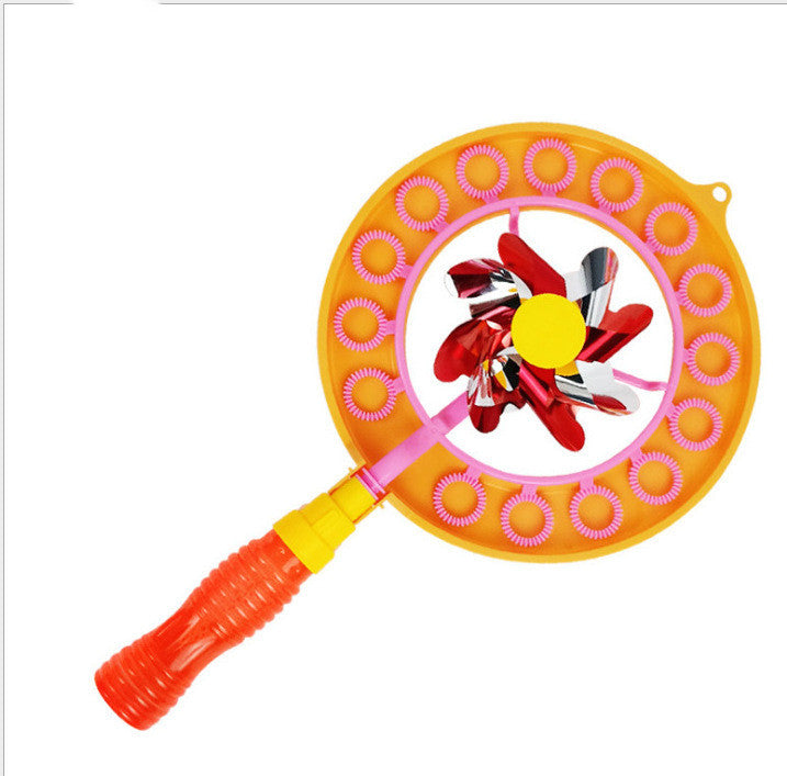 Kid Handheld Windmill Manual Bubble Blowing Wand Stick Kids Gym From House Orange