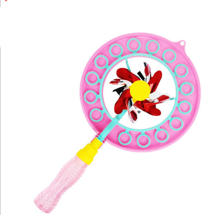 Kid Handheld Windmill Manual Bubble Blowing Wand Stick Kids Gym From House