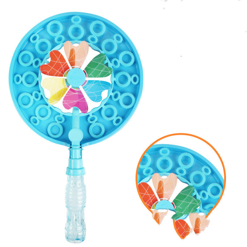 Kid Handheld Windmill Manual Bubble Blowing Wand Stick Kids Gym From House Blue