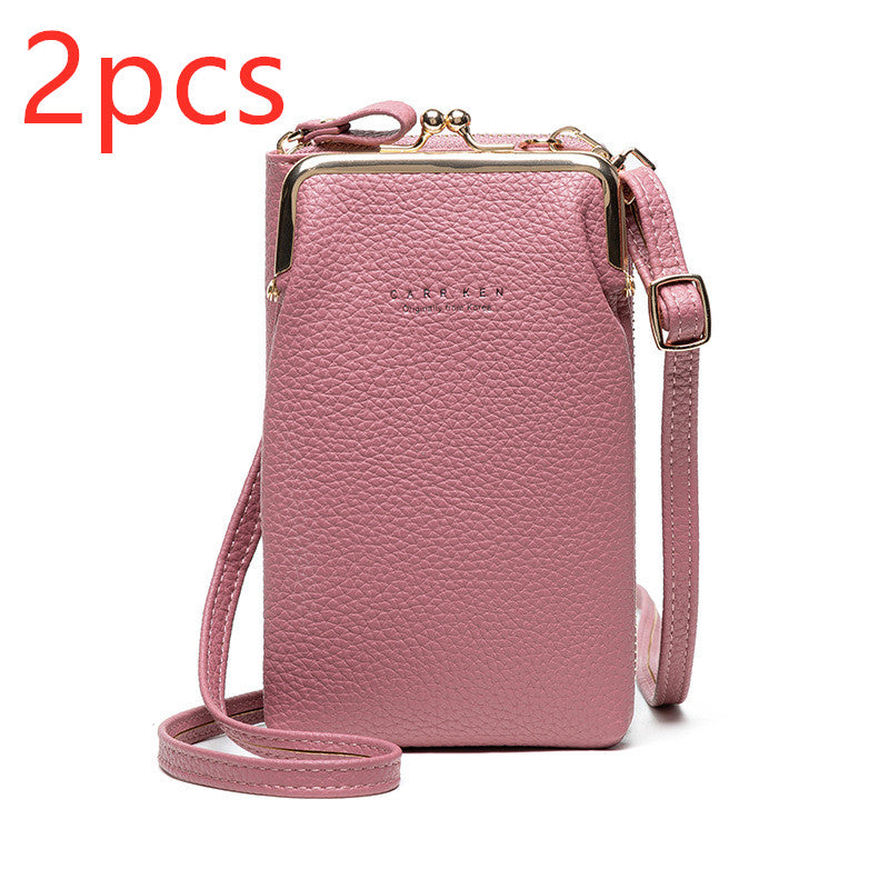 Fashion Lychee Pattern Solid Color Diagonal Shoulder Bag Women dealsniper-net Light Purple2pcs