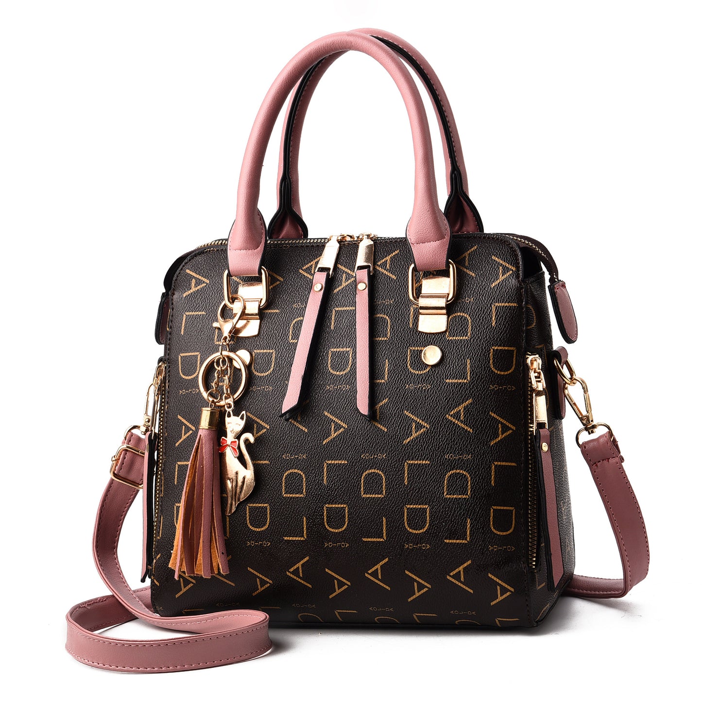 Women\'s Bag New Women\'s Bag Leisure Shoulder Bag Large Capacity PU Leather Handbag Cross Bag Women DealSniper.net Pink