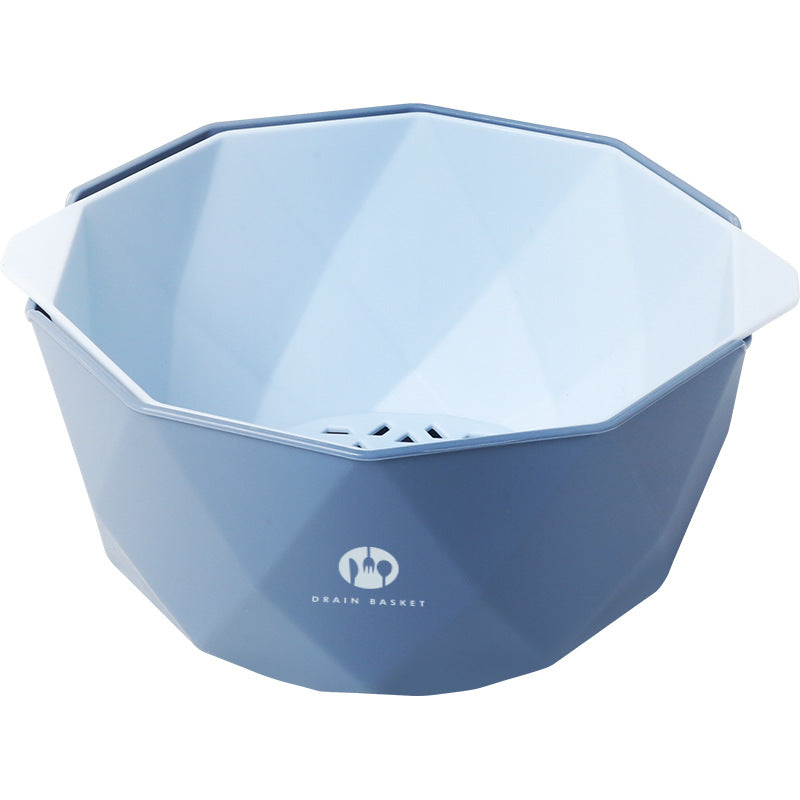 Double-Layer Vegetable Sink Plastic Drain Basket Kitchen DealSniper.net Blue L