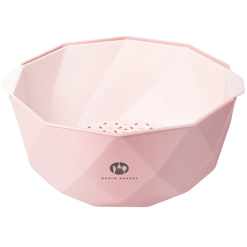 Double-Layer Vegetable Sink Plastic Drain Basket Kitchen DealSniper.net Pink L