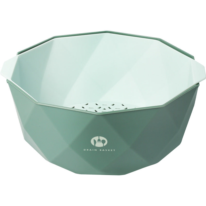 Double-Layer Vegetable Sink Plastic Drain Basket Kitchen DealSniper.net Green S