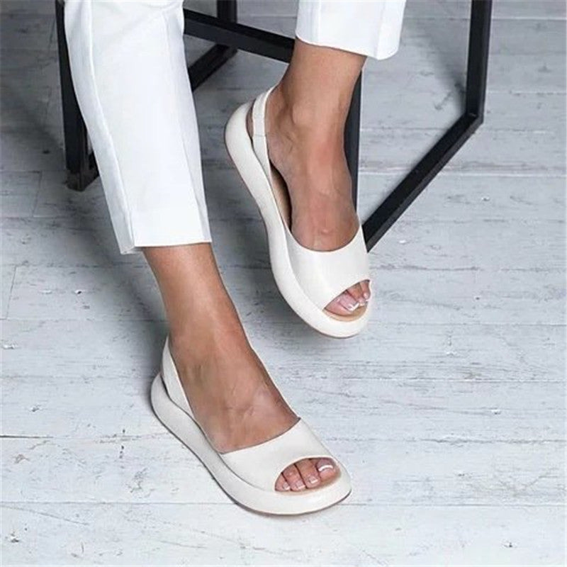 Fashion Fish Mouth Flat Sandals Women Europe and America Women dealsniper-net White 35