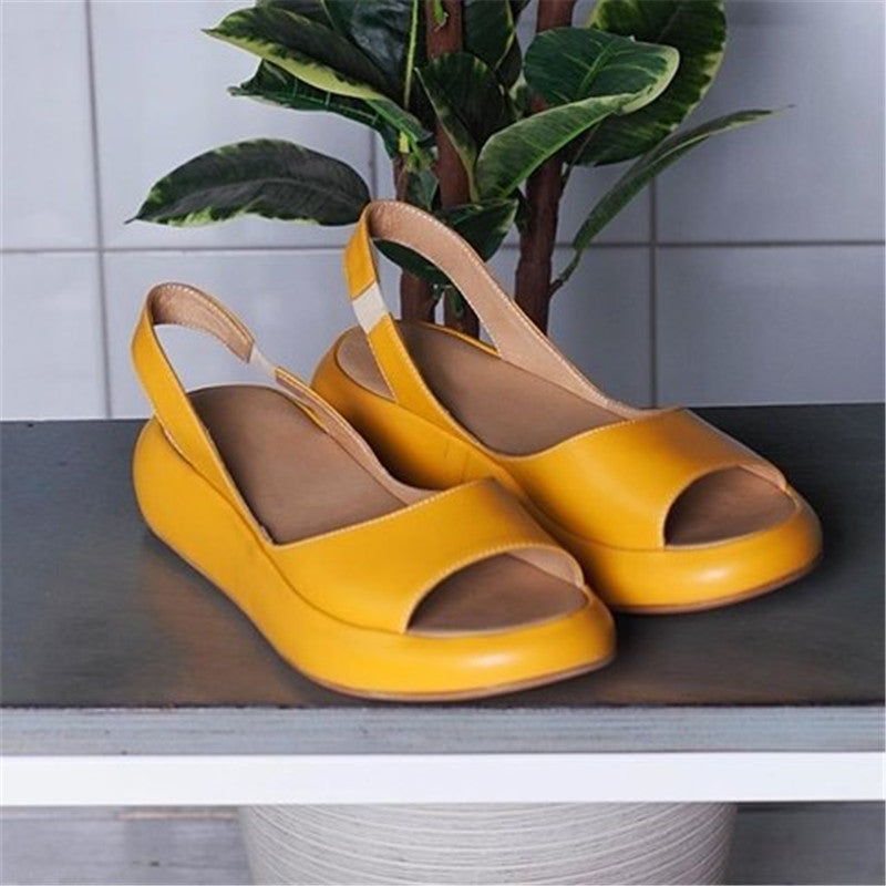 Fashion Fish Mouth Flat Sandals Women Europe and America Women dealsniper-net Yellow 35