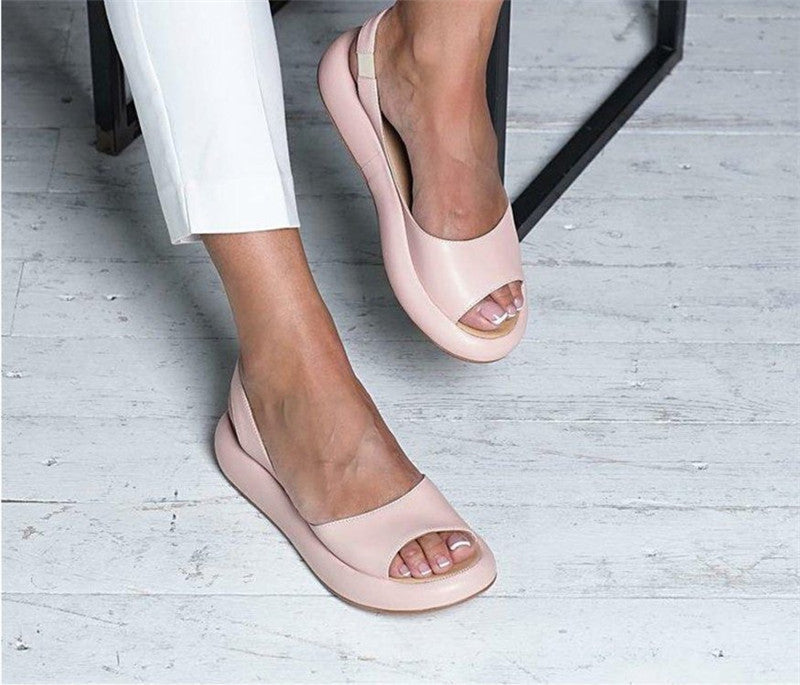 Fashion Fish Mouth Flat Sandals Women Europe and America Women dealsniper-net Pink 35