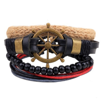 Leather Bracelet Men Multilayer Bead Bracelet Punk Wrap Jewelry dealsniper-net 9