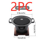 Mini BBQ Grill Alcohol Stove Home Smokeless Barbecue Grill Kitchen dealsniper-net Black2pc