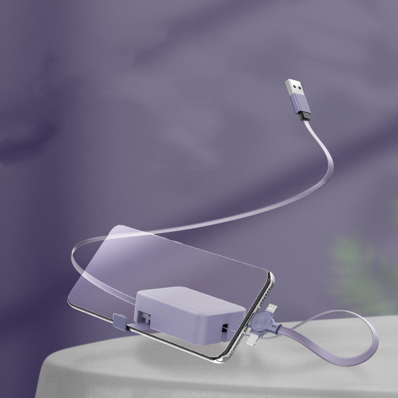 4 In 1 Retractable USB Cable Creative Macaron Type C Micro Cable Gadgets Gym From House Purple