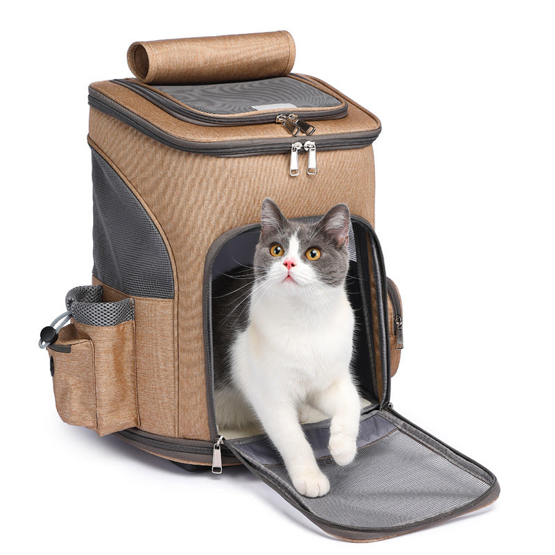 Portable Folding Trolley Pet Backpack Traveling Cat Backpack Pets Gym From House