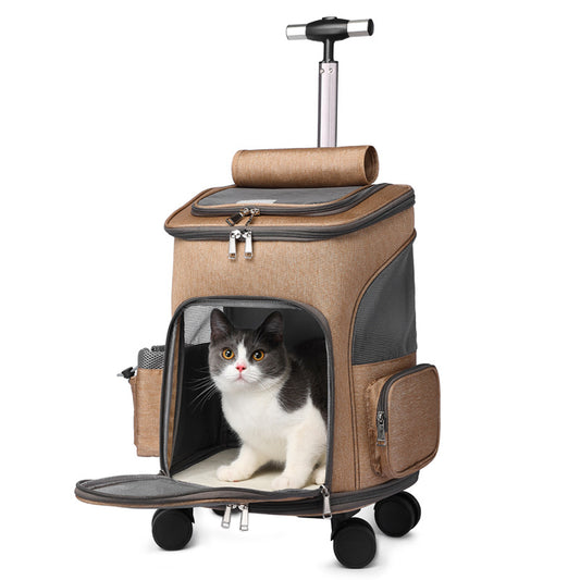 Portable Folding Trolley Pet Backpack Traveling Cat Backpack Pets Gym From House