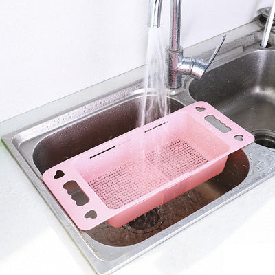 Retractable Creative Kitchen Sink Drain Rack Kitchen DealSniper.net Pink