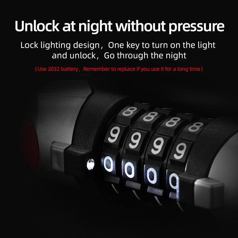 Bicycle Anti-theft 4-digit Code Lock With Light Alloy Core Lightweight Security Lock Vehicle dealsniper-net