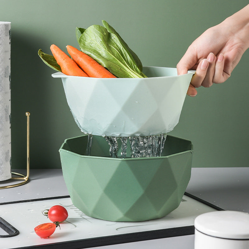 Double-Layer Vegetable Sink Plastic Drain Basket Kitchen DealSniper.net