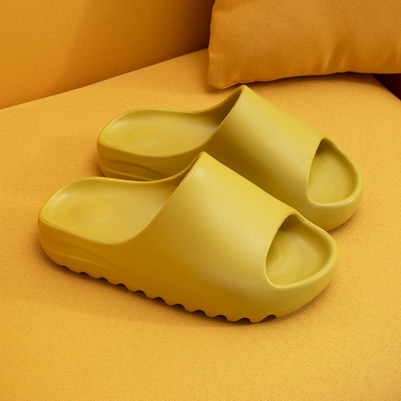 Female New Thick Bottom Increased Fish Mouth Serrated Net Couple Slippers Women DealSniper.net Gold Yellow 35 to 36