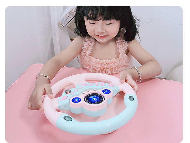 Steering Wheel Toy with Light Sound Kids Early Education Toy Kids dealsniper-net Pink