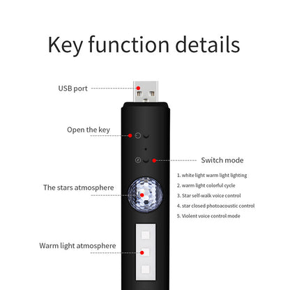 Car Atmosphere Light In-car USB Charging Colorful