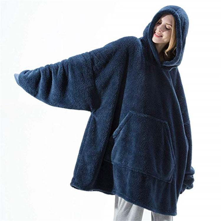 Hoodie Sweatshirt With Big Pocket Tops Sweater Comfortable Loose Women dealsniper-net Navy Blue One size