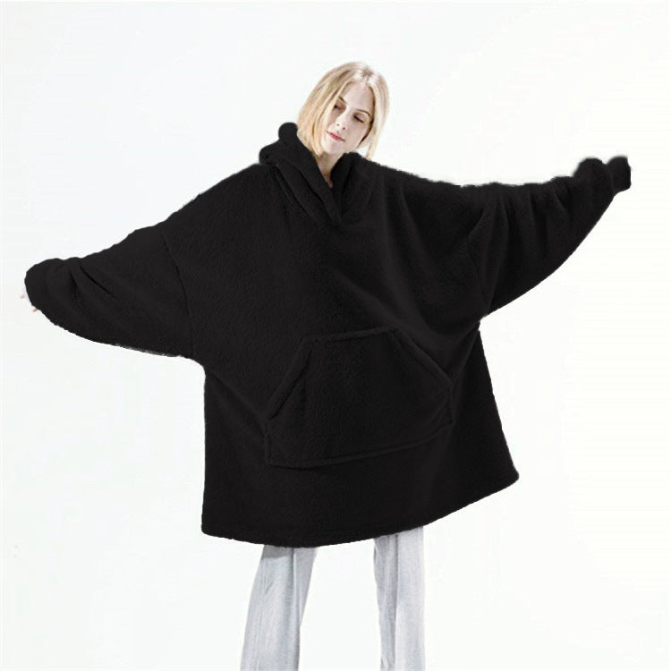 Hoodie Sweatshirt With Big Pocket Tops Sweater Comfortable Loose Women dealsniper-net Black One size
