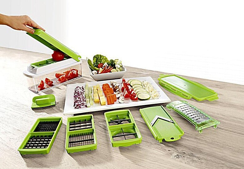 12pcs Multifunctional Vegetable Chopper Handle Food Grate Kitchen dealsniper-net