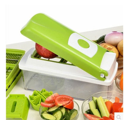 12pcs Multifunctional Vegetable Chopper Handle Food Grate Kitchen dealsniper-net Green 1PCS