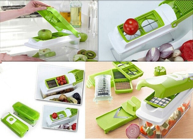 12pcs Multifunctional Vegetable Chopper Handle Food Grate Kitchen dealsniper-net