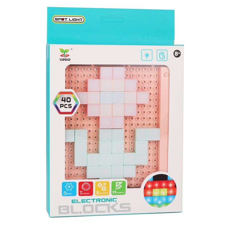 DIY LED Flashing Light Electronic Building Blocks Kids dealsniper-net Pink 40PCS