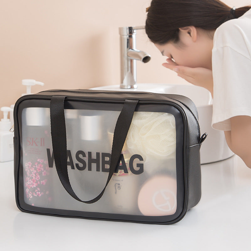 Korean Portable Large-Capacity Portable Travel Transparent Toilet Bag Pu Waterproof Scrub Cosmetic Bag Skin Care Product Storage Bag Tools dealsniper-net