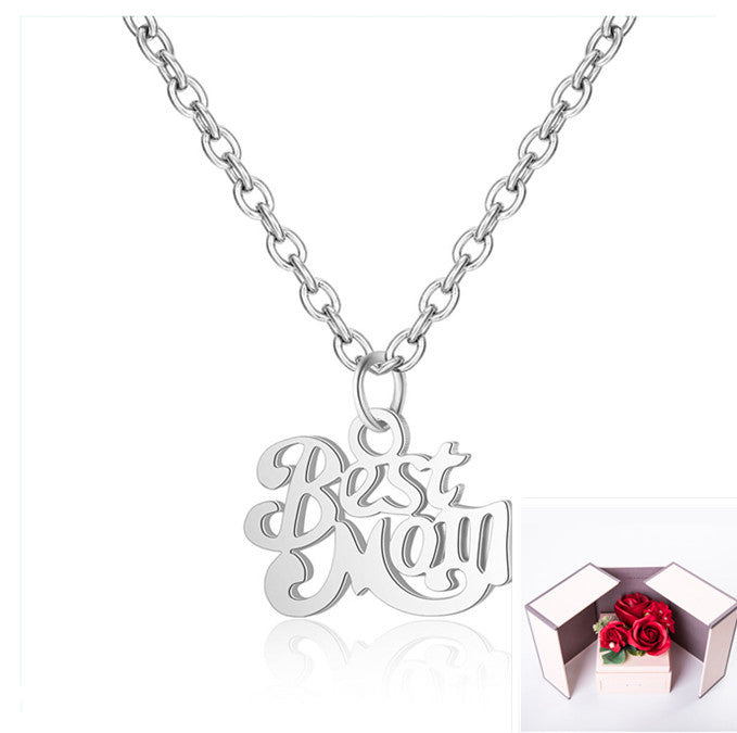 Stainless Steel Best Mom Charm Necklace Family Mother Pendant Jewelry dealsniper-net A Silver