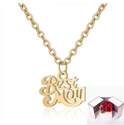 Stainless Steel Best Mom Charm Necklace Family Mother Pendant Jewelry dealsniper-net A Gold