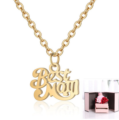 Stainless Steel Best Mom Charm Necklace Family Mother Pendant Jewelry dealsniper-net C Gold