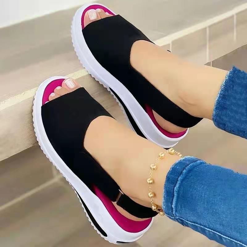 Velcro Casual Summer Women Sandals Fish Mouth Sandals Women dealsniper-net Black 35