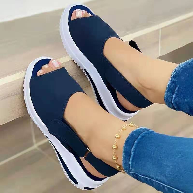 Velcro Casual Summer Women Sandals Fish Mouth Sandals Women dealsniper-net Blue 35