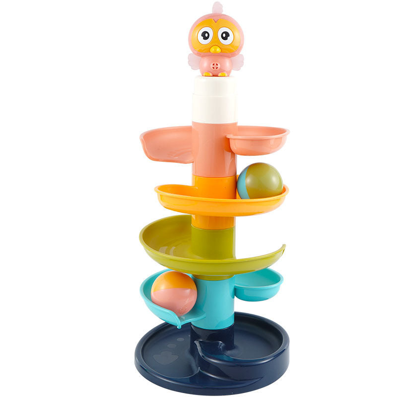 Baby Puzzle Fun Track Sliding Ball Tower Building Block Toy Kids dealsniper-net Colorful