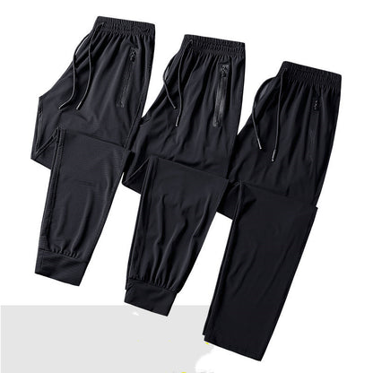 New Lightweight Breathable Mens Trousers Leisure Sports Large Size Feet Ice Silk Quick Drying Air Conditioning Pants