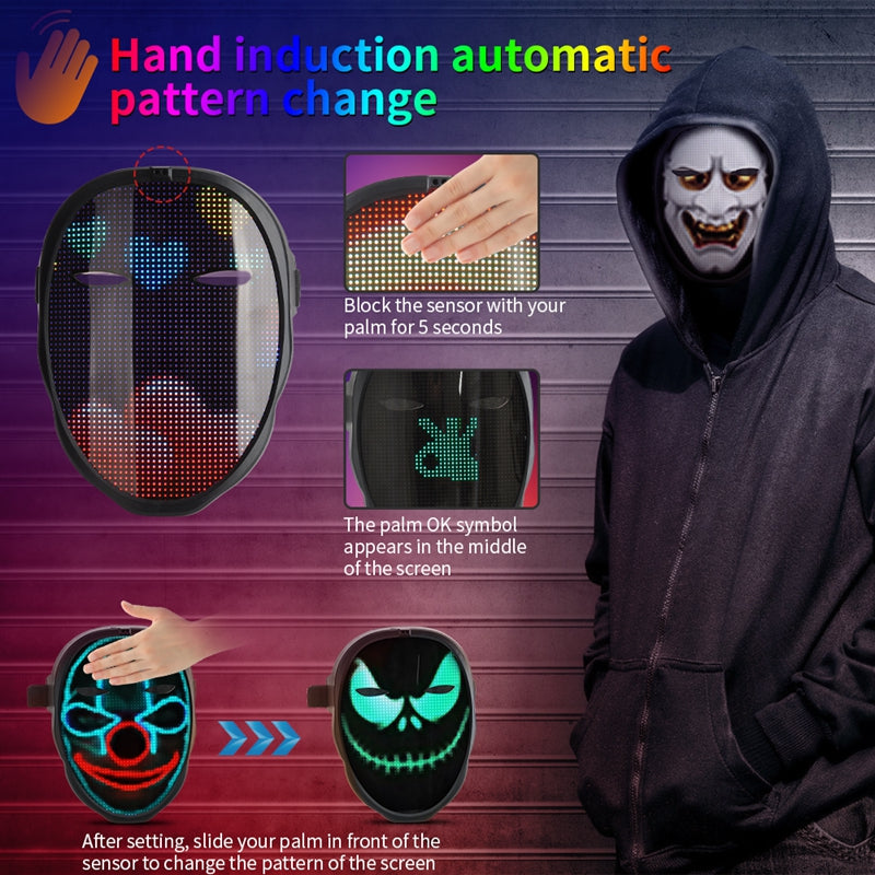 New Arrival LED Mask Face-changing Glowing Mask APP Control Deals dealsniper-net