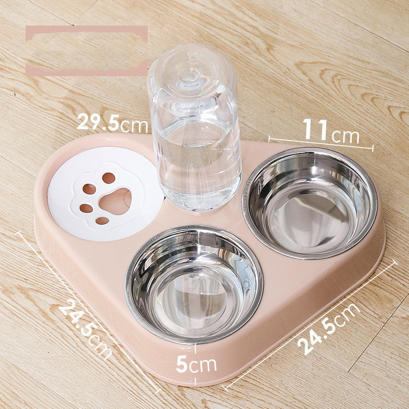 Dog Bowl Double Bowl Automatic Drinking Dog Bowl Pets dealsniper-net Pink trumpet