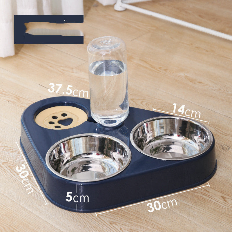 Dog Bowl Double Bowl Automatic Drinking Dog Bowl Pets DealSniper.net Dark blue large