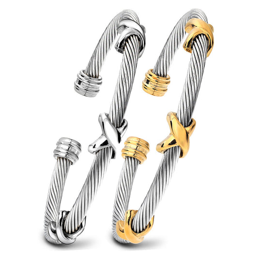 Trendy Titanium Steel Individual Twist Opening Adjustable Steel Wire Wild Bracelet Jewelry DealSniper.net