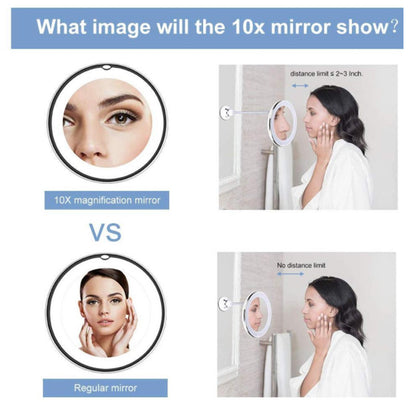 360 Swivel 10x Magnifying Bright LED Lighted Makeup Mirror Beauty dealsniper-net