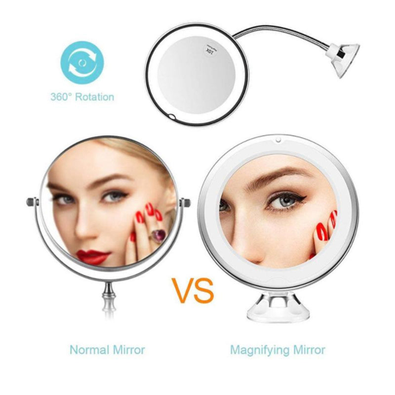 360 Swivel 10x Magnifying Bright LED Lighted Makeup Mirror Beauty dealsniper-net