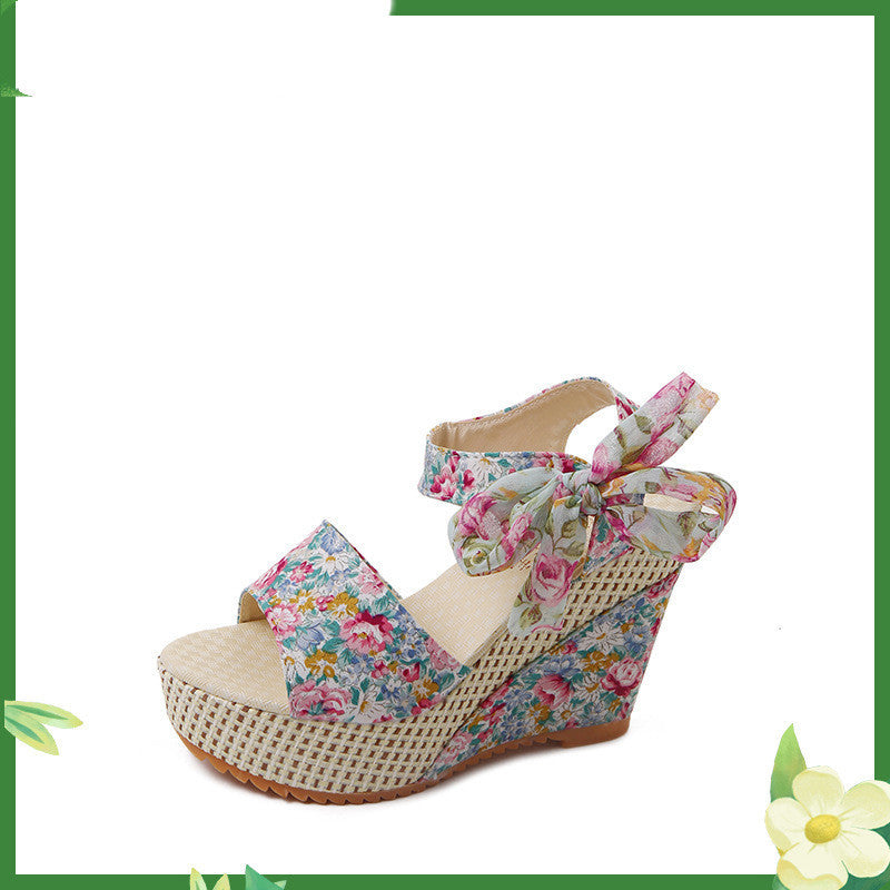 Women Wede Sandals Floral Bohemia Fashion Ankle For Ladies Women dealsniper-net