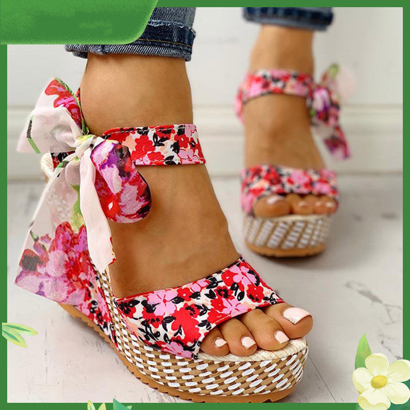 Women Wede Sandals Floral Bohemia Fashion Ankle For Ladies Women dealsniper-net