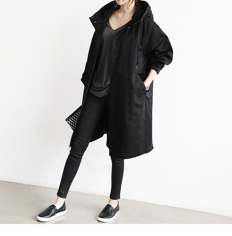 Women Windbreaker Jacket Casual Loose Button Pockets Hooded Women Gym From House