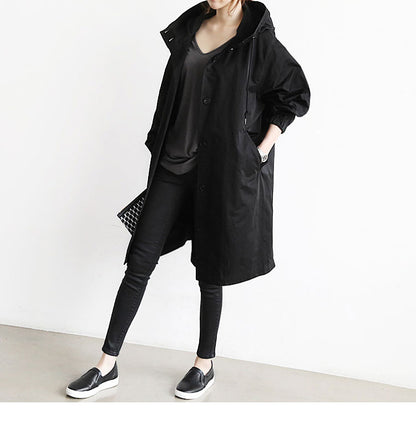 Women Windbreaker Jacket Casual Loose Button Pockets Hooded Women Gym From House Black 2XL