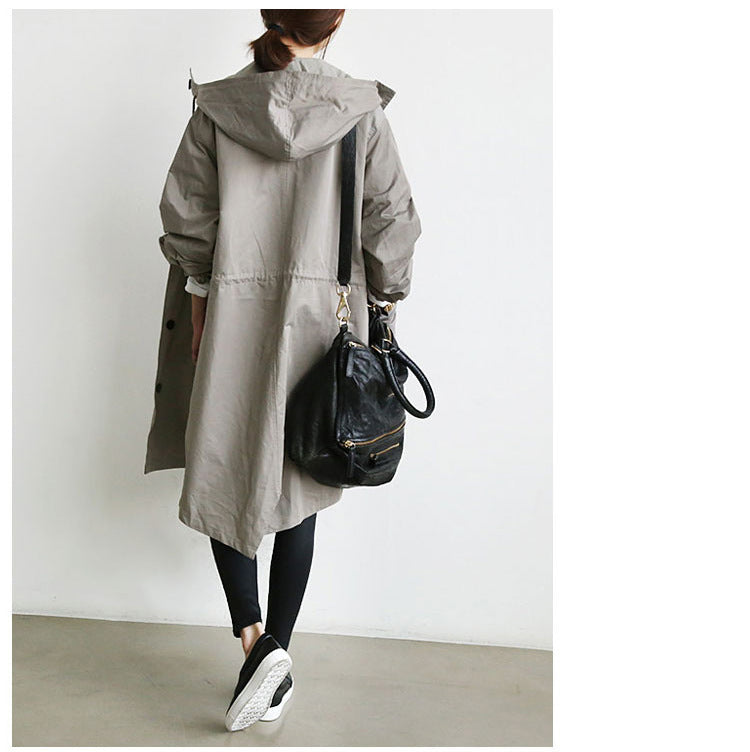 Women Windbreaker Jacket Casual Loose Button Pockets Hooded Women Gym From House