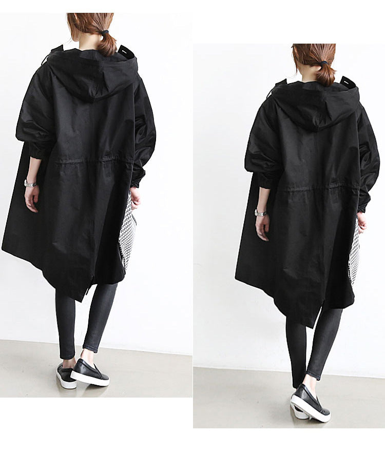 Women Windbreaker Jacket Casual Loose Button Pockets Hooded Women Gym From House