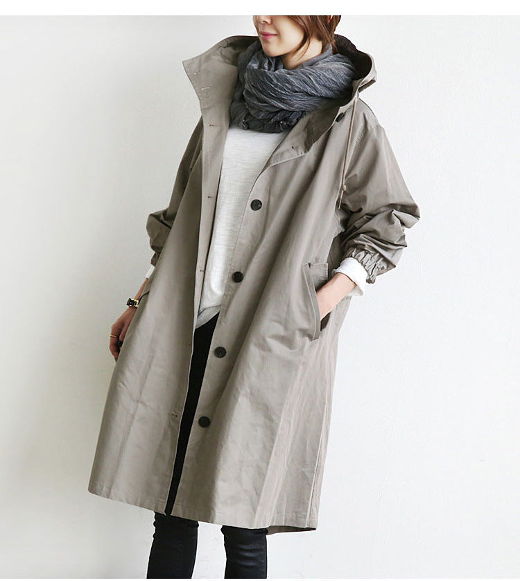 Women Windbreaker Jacket Casual Loose Button Pockets Hooded Women Gym From House