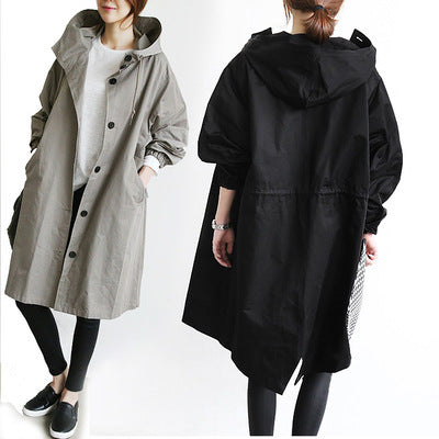 Women Windbreaker Jacket Casual Loose Button Pockets Hooded Women Gym From House